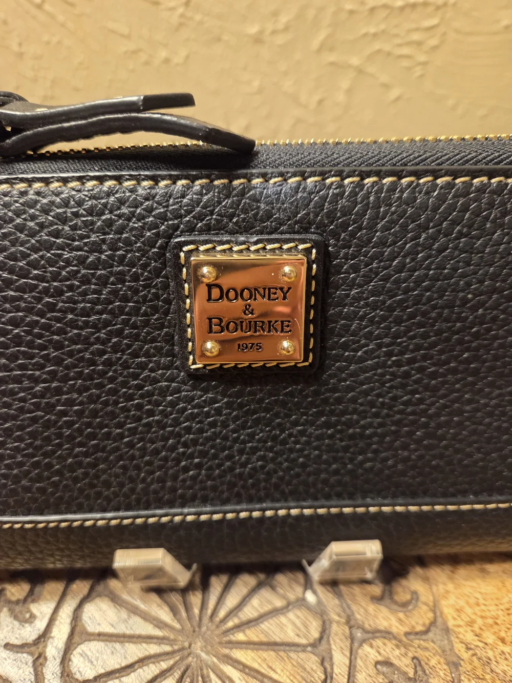 Dooney & Bourke Black Pebbled Leather Wristlet/Wallet
